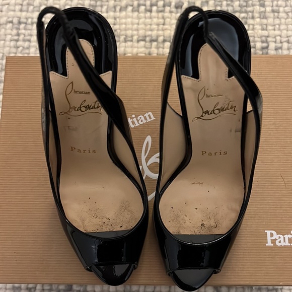 Christian Louboutin Flo Sling 120 Patent Leather Pumps in Black - Picture 6 of 10